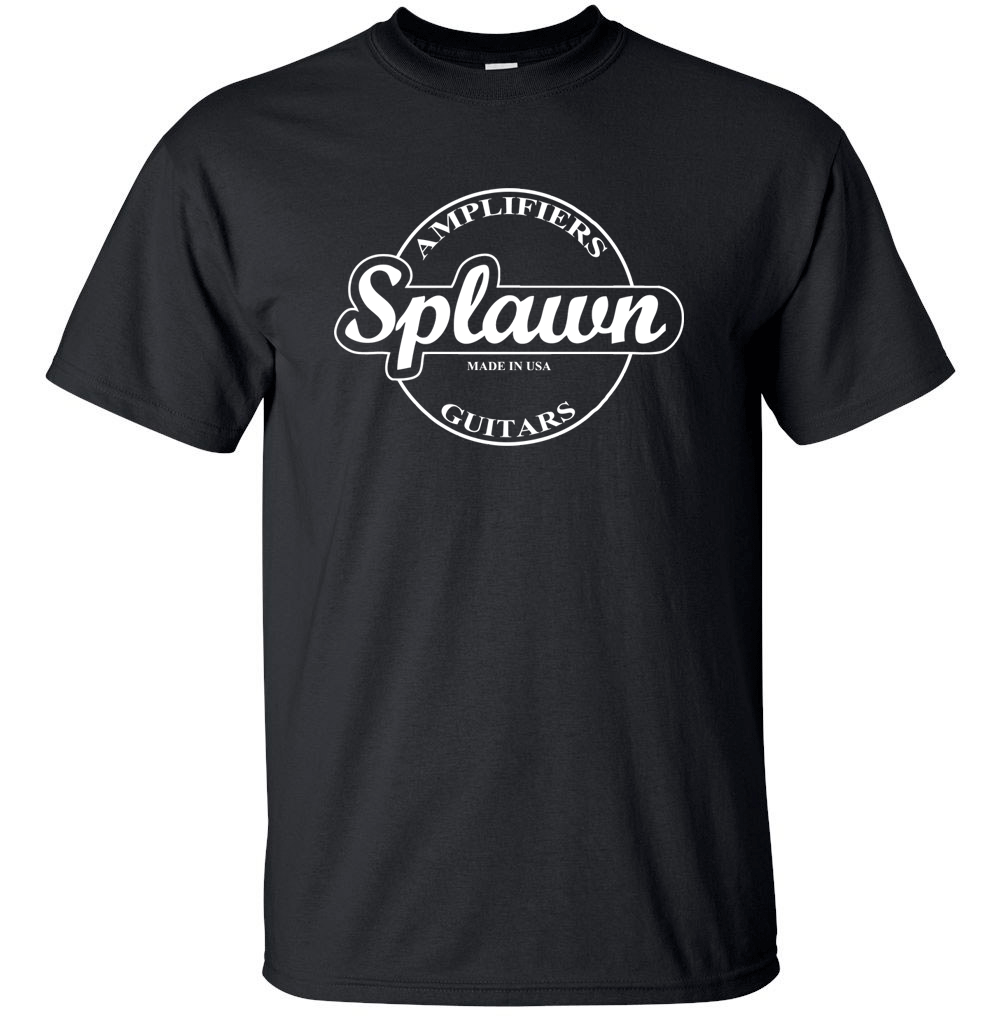 SPLAWN AMPLIFICATION GUITARS White Circle Logo T-shirt Gildan FREE SHIPPING USA, Color: Black