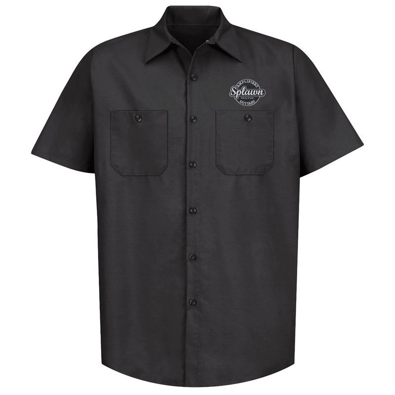 Splawn Amplification Guitars Logo Black RED KAP Work Shirt