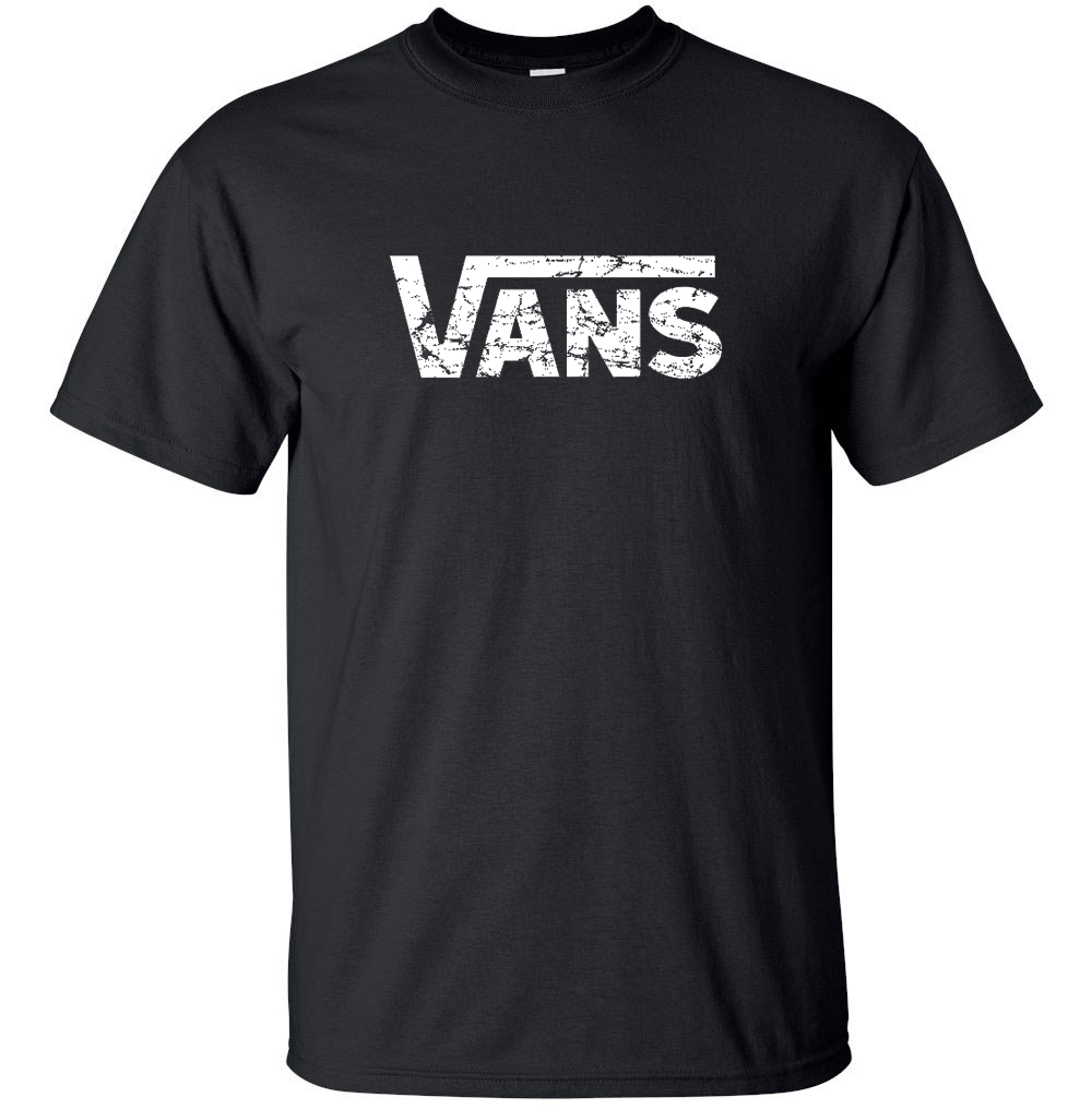 VANS White Distress Logo T-shirt Gildan "FREE SHIPPING"