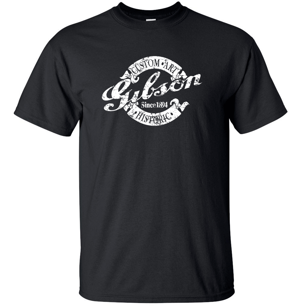 Gibson Guitars Histroric White Distress Logo T-shirt Gildan "FREE SHIPPING" USA