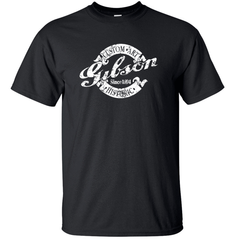 Gibson Guitars Histroric White Distress Logo T-shirt Gildan &quot;FREE SHIPPING&quot; USA