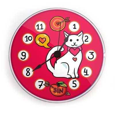 Часы на магните "Влюбленная кошка"