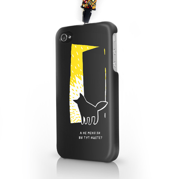 Чехол пластиковый для айфона SE/5/ 5S "Черная кошка в темной комнате -2" с ланъярдом