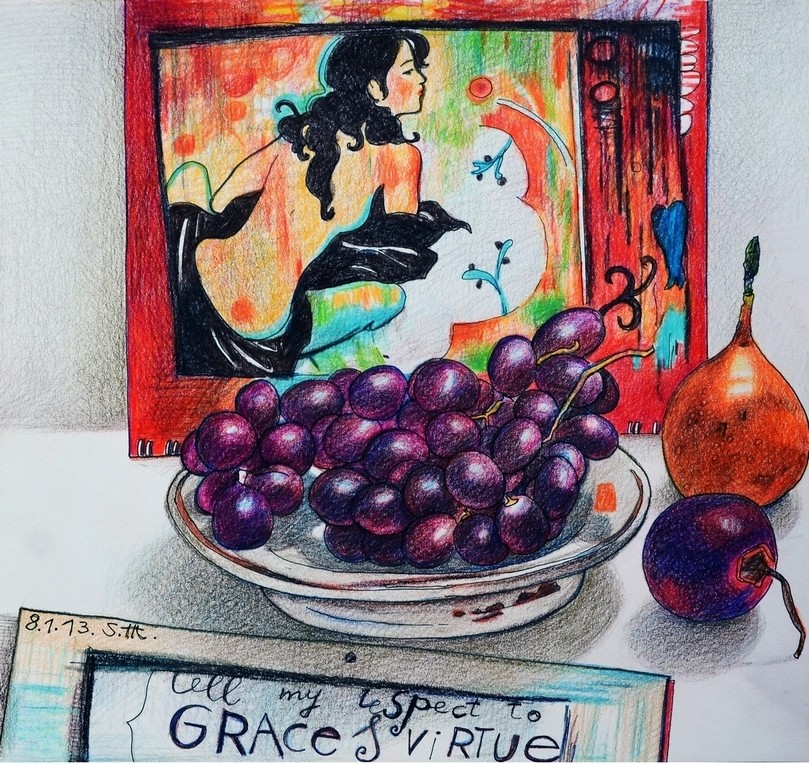 Репродукция на фотобумаге "Девушка с фруктами"