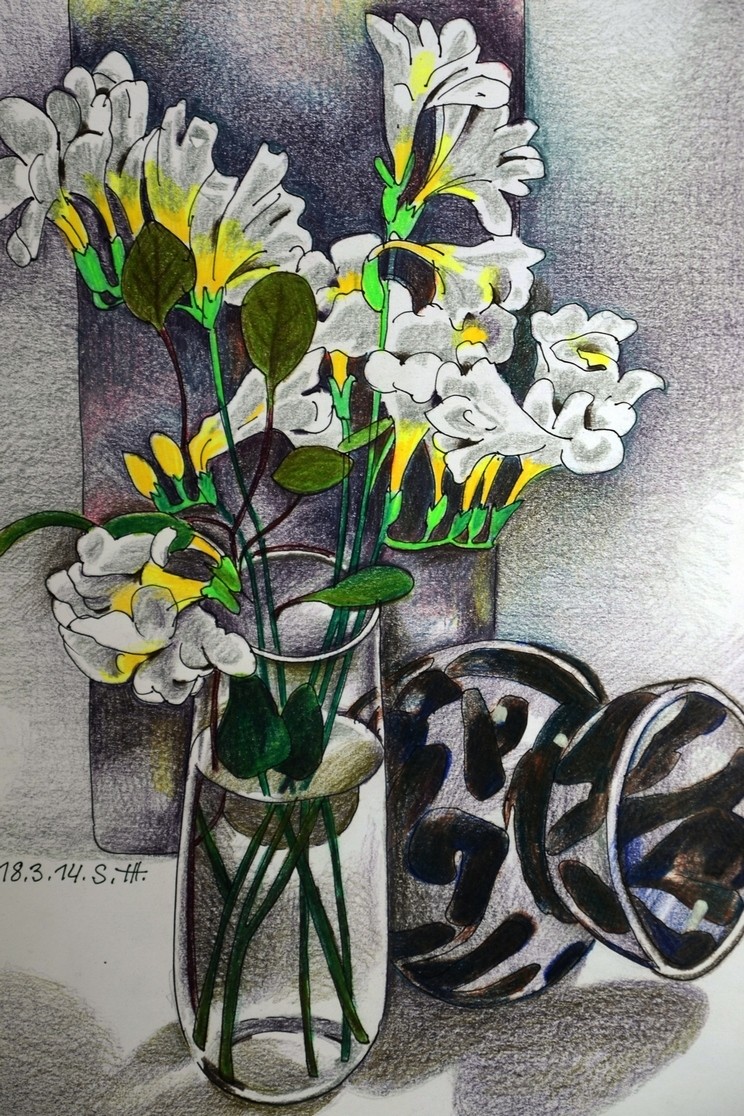 Репродукция на фотобумаге "Белые цветы"