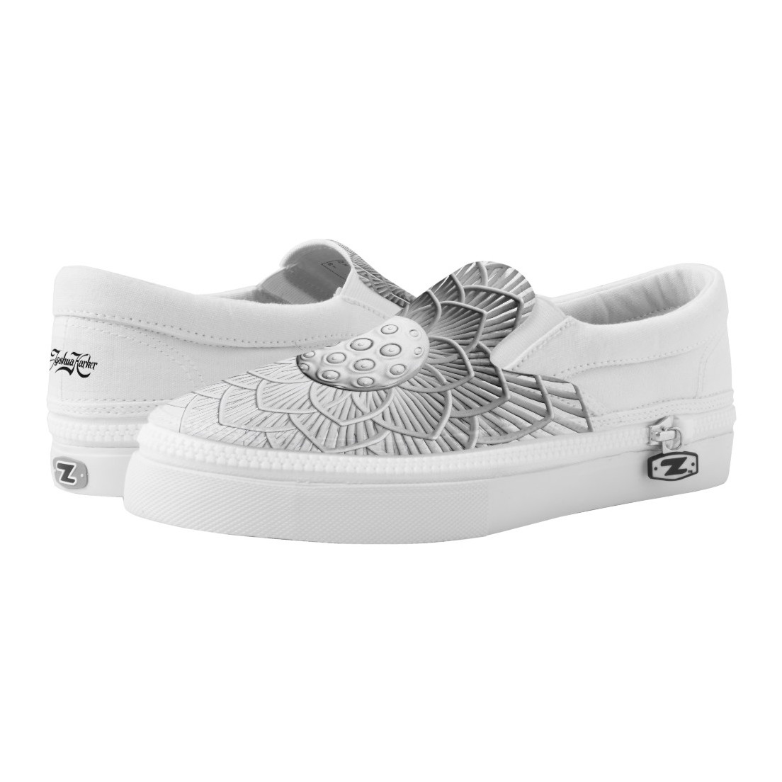 &quot;Grazie Arigato Lotus&quot; Slip-Ons (White)