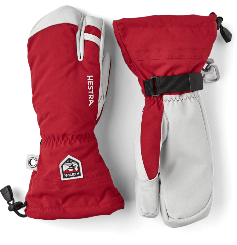 HESTRA ARMY LEATHER HELI SKI 3 FINGER Red
