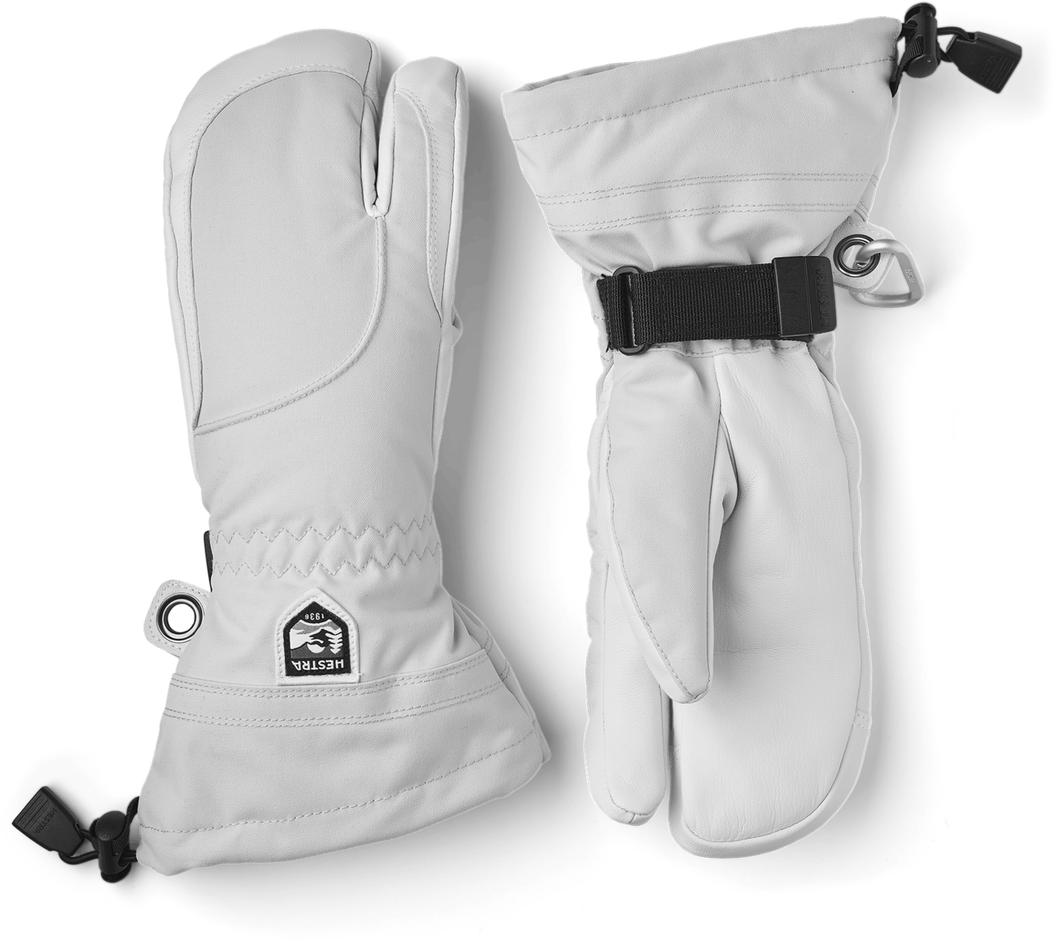 HESTRA ARMY LEATHER HELI SKI FEMALE 3 FINGER Pale Grey