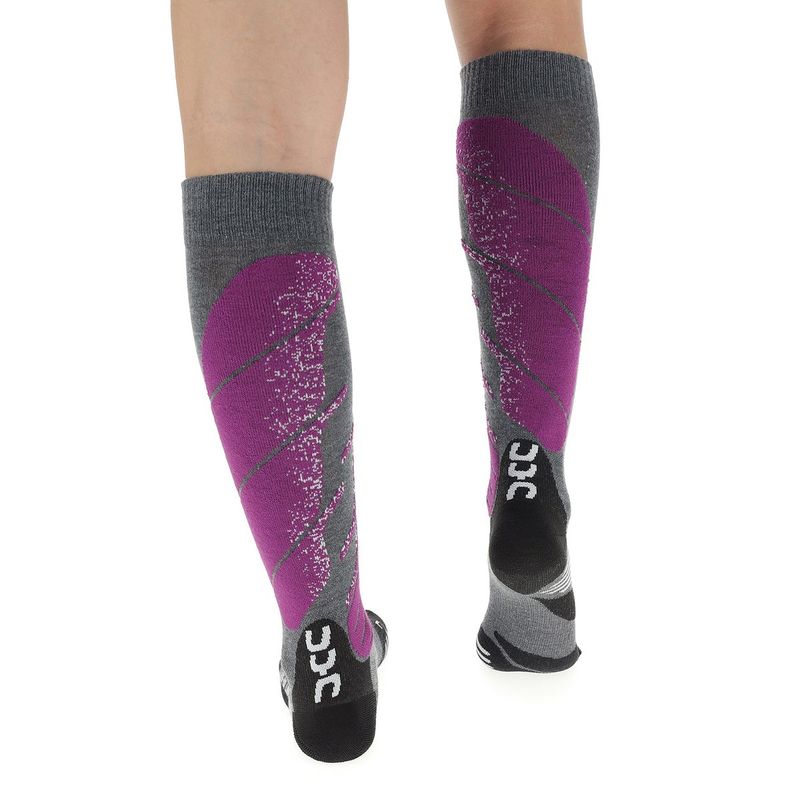 UYN ALL MOUNTAIN WOMEN'S SKI SOCKS Medium Grey Melange/Purple