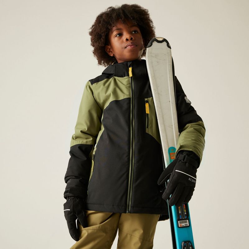 DARE2B Kids' Ripper Ski Jacket Black/Olive Green DARE2B Kids' Ripper Ski Jacket Black/Olive Green