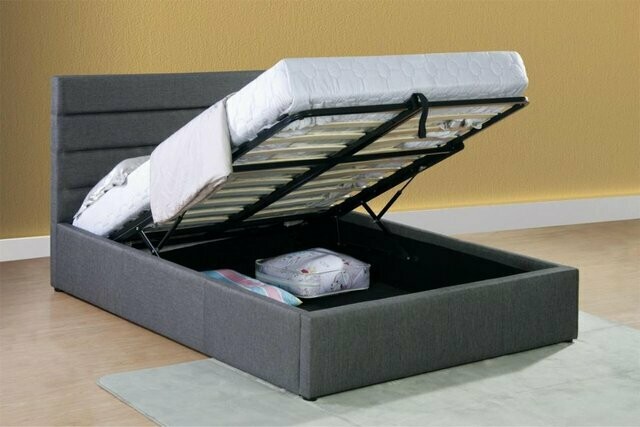 Ottoman double bed frame Grey Linen