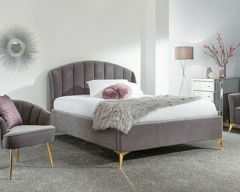 Pettine ottoman Double bed Plush grey