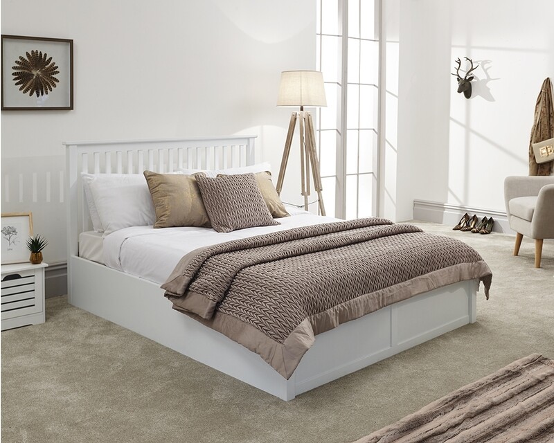 Como Ottoman White Wooden Bed Frame