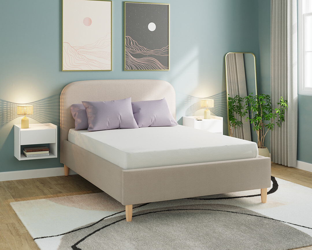 Florence end lift ottoman bed frame in natural stone