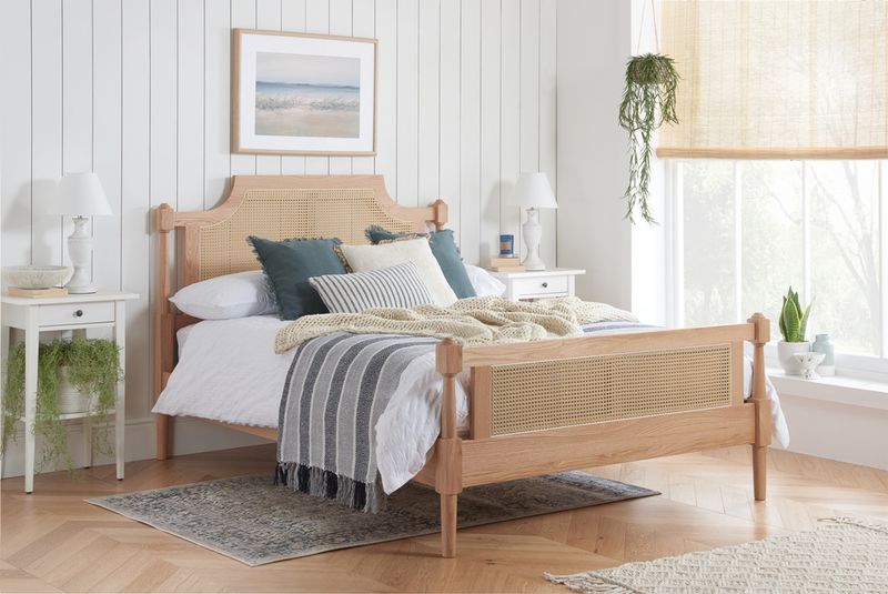 Geneva oak double bed frame