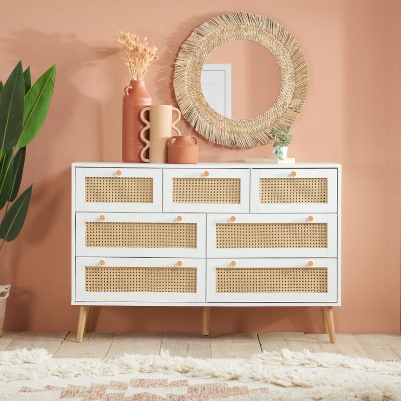 Croxley white rattan  seven drawer chest