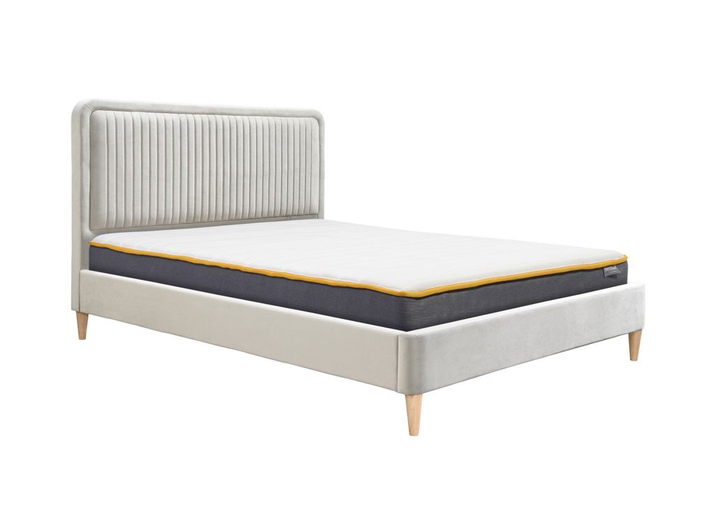 fabric bed frame warm stone