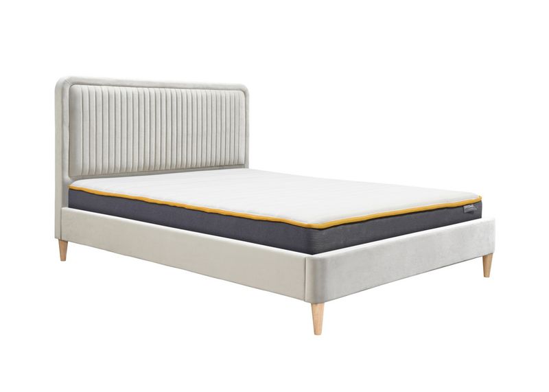 fabric bed frame warm stone