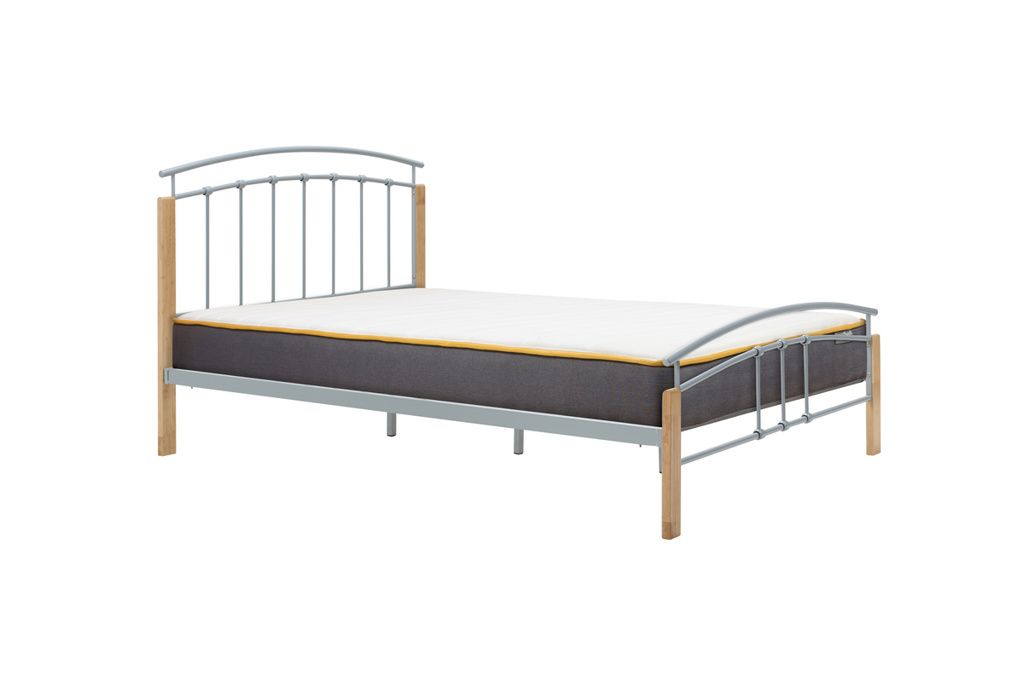 single silver and pine bed frame