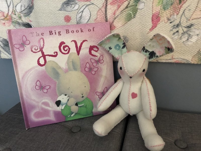 The book of Love with stuffed Bunny