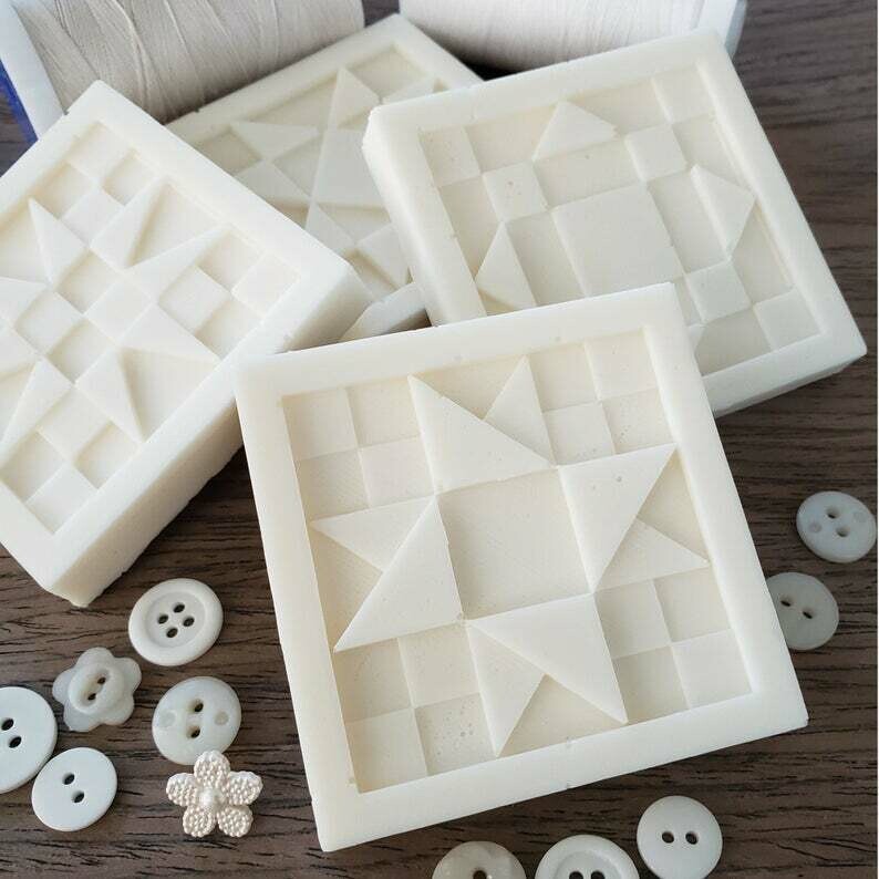 TWO Almond Valley Bee Quilt Block Soaps