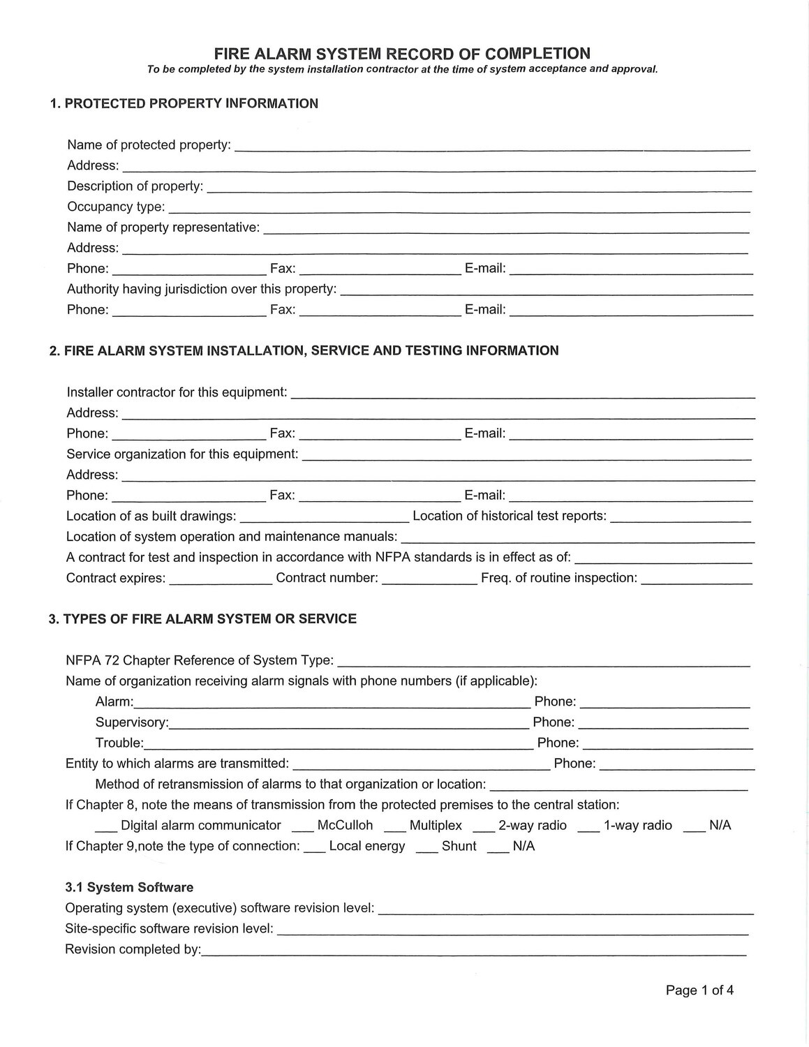 Fire Alarm Record of Completion Forms 2007