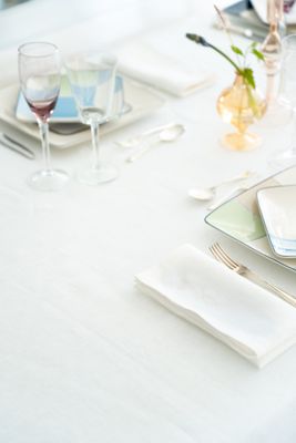 Abhaile classic white Table cloth with embroidery. Pre-order 