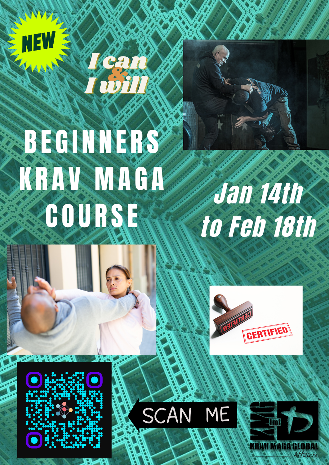 New Adult Krav Maga Self Defence Absolute Beginners Course.   January 14th to February 18th 2027 7pm-8pm