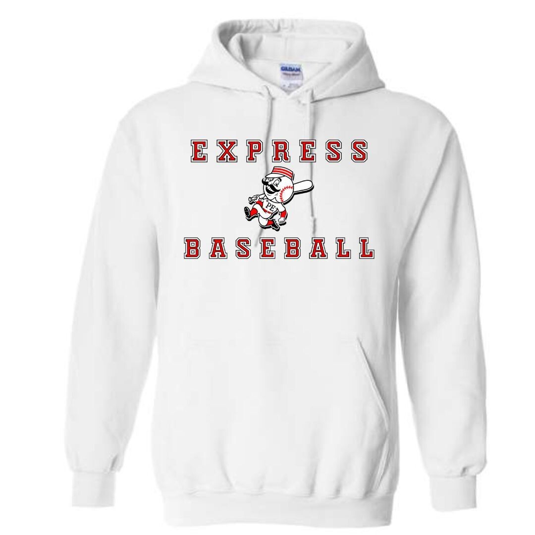 White Express Baseball w/ Mascot Hoodie (Cotton Only)