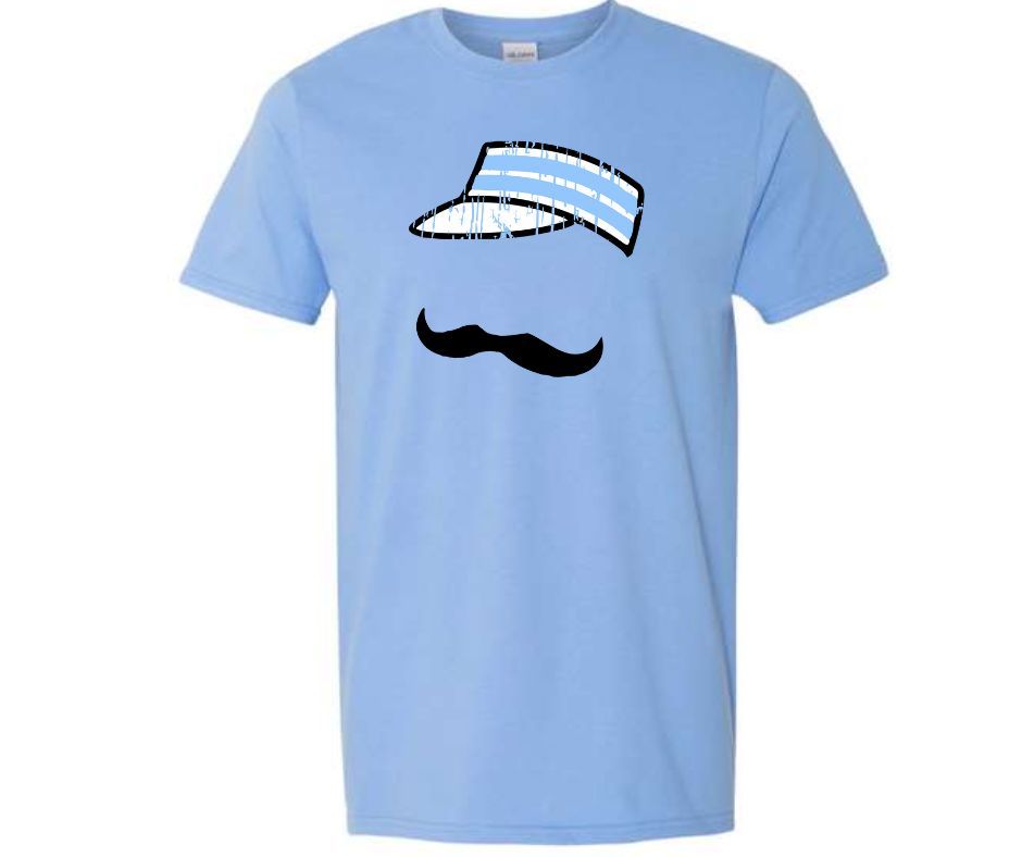 Blue Mustache T-Shirt (Cotton or Drifit)
