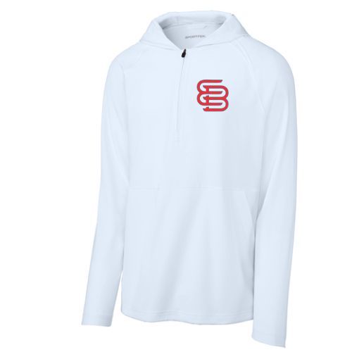 White EB Long Sleeve Batting Jacket with Hood