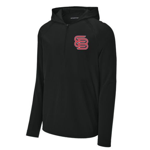 Black EB Long Sleeve Batting Jacket With Hood