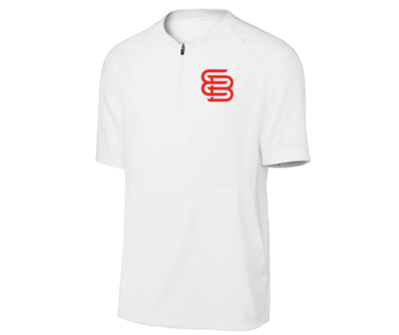 White EB Short Sleeve Batting Jacket