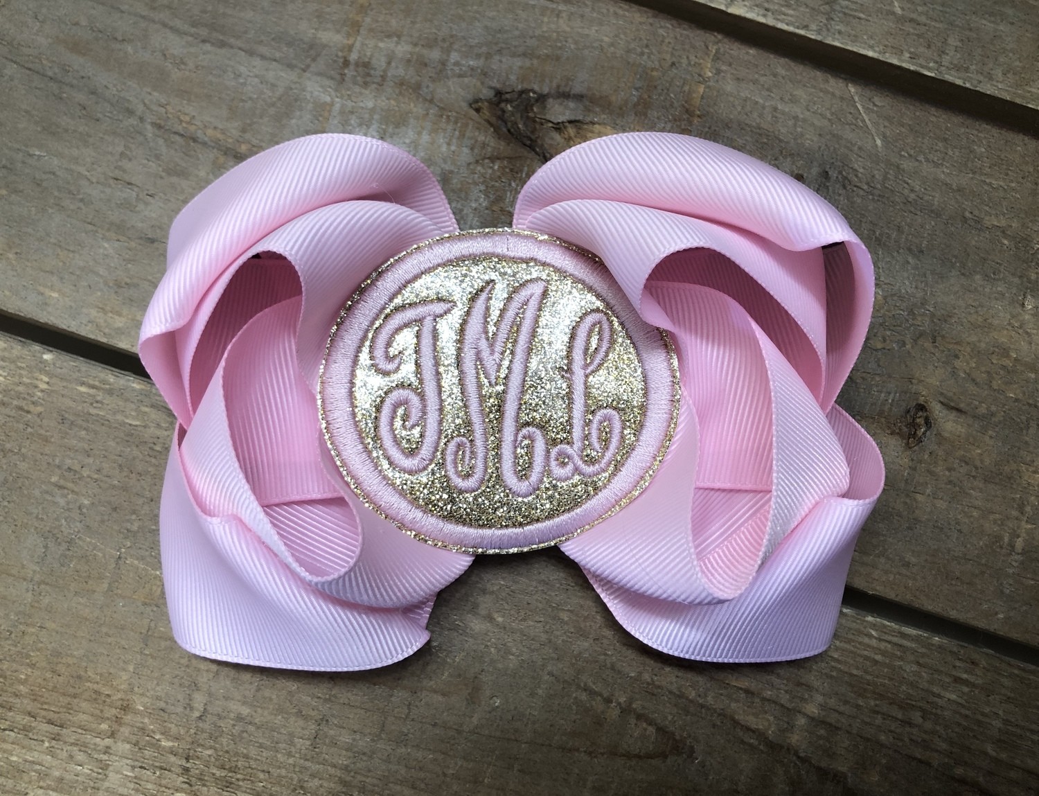 Pink and Gold Monogram Bow