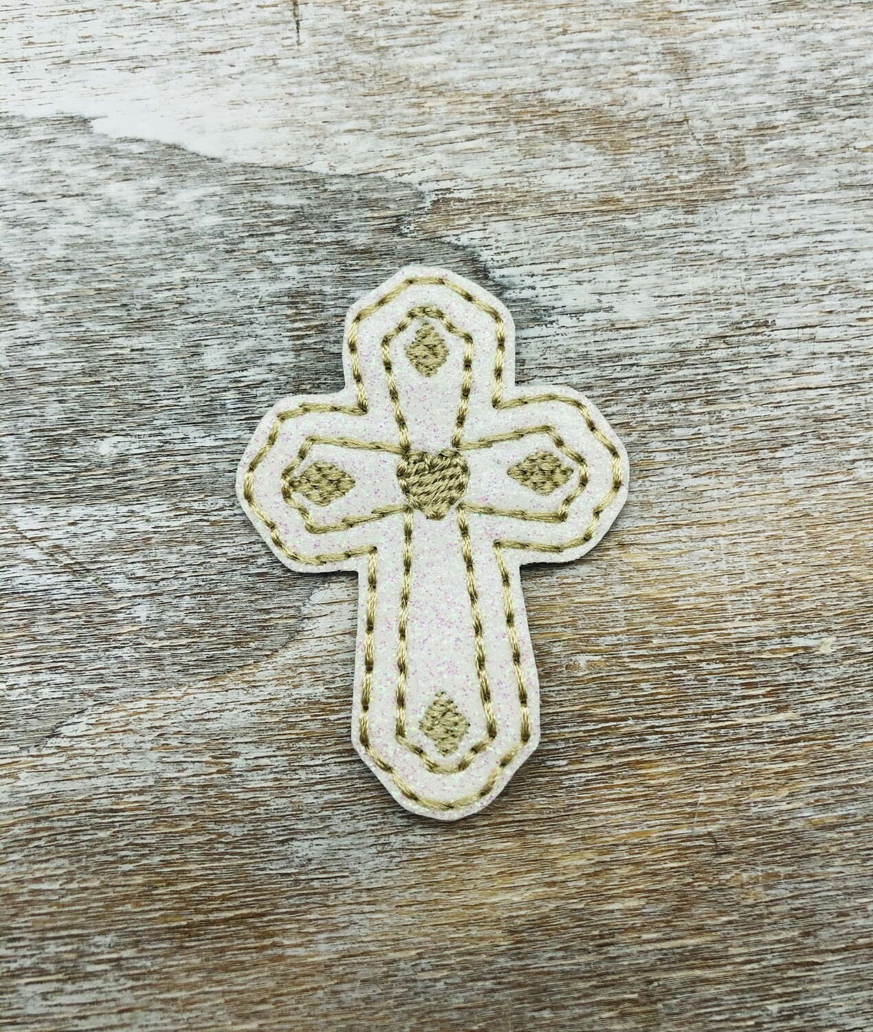 Gold/white cross Feltie