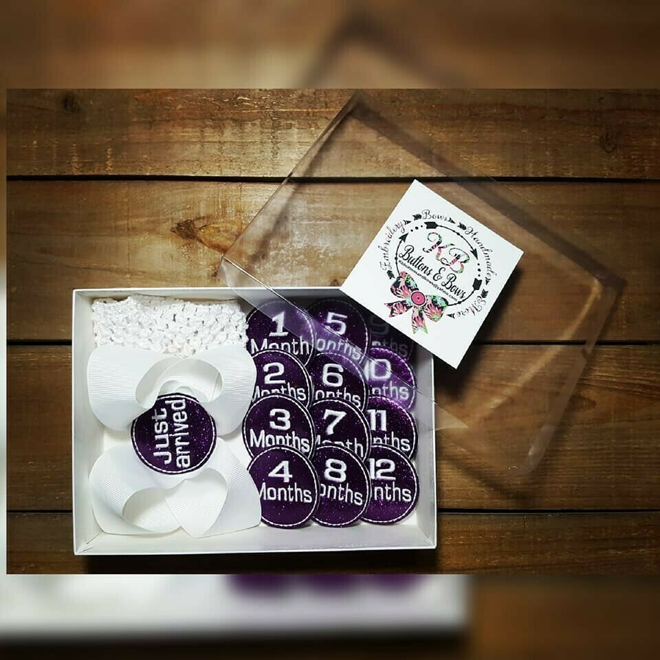 purple/white milestone felties