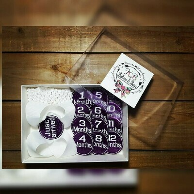 purple/white milestone felties