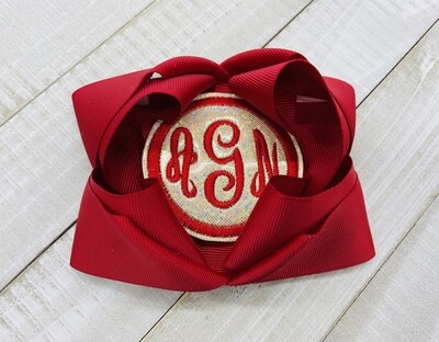 Red and gold Monogram Bow