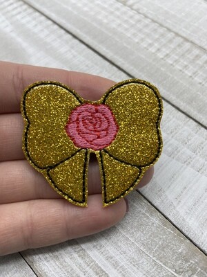 Gold Pink bow Feltie