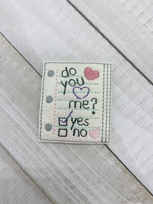 Check yes or no letter Feltie