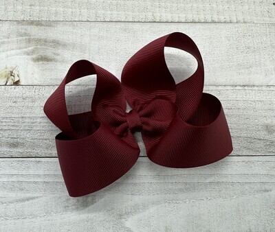 Single Solid Maroon 4 inch bow