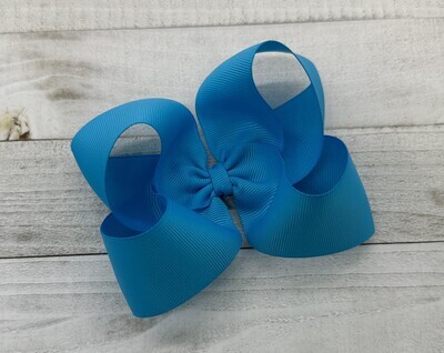 Single Solid Turquoise 4 inch bow