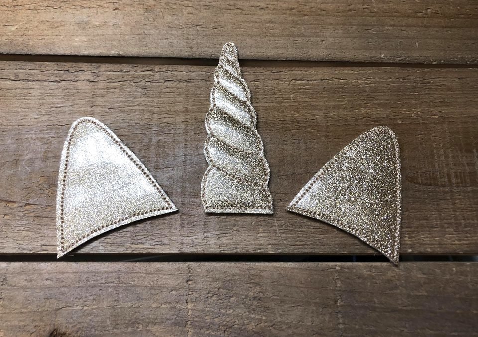 Gold Glitter Unicorn Horn and Ears