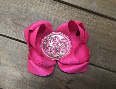 Neon Pink Monogram Bow