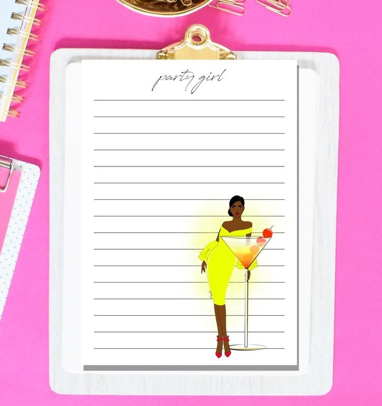 Party Girl note pad page