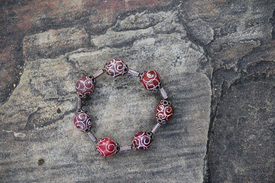 Red Swirly Ball Bracelet
