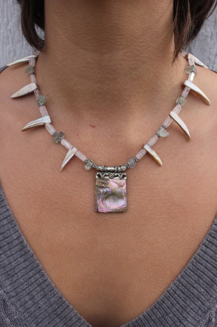 Abalone Shell &amp; Fluorite Necklace