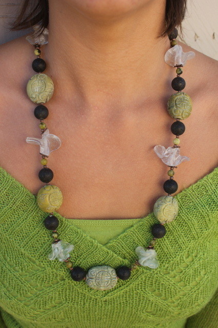 Tektite, Glass & Hand-Carved Soapstone Tektite, Glass & Hand-Carved Soapstone