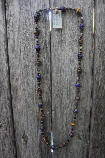 Lapis Lazuli, Tiger&#39;s Eye, &amp; Hematite on Copper