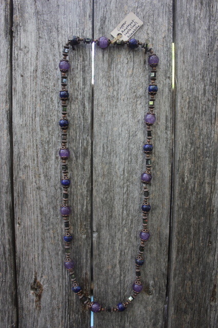 Lapis Lazuli, Amethyst &amp; Hematite on Copper